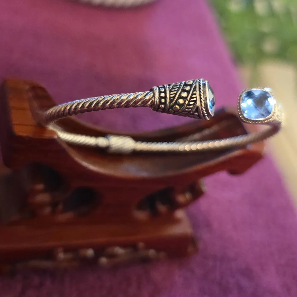 925  Silver and Blue ZIRCONIA  Women's Bracelet - Picture 3 of 4